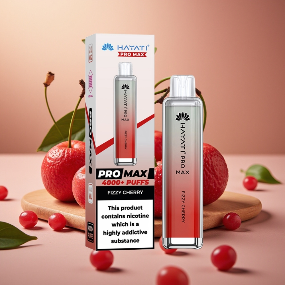 Hayati Pro Max 4000 Puffs Disposable Vape – 1400mAh, Dual Mesh Coil, Fizzy Cherry