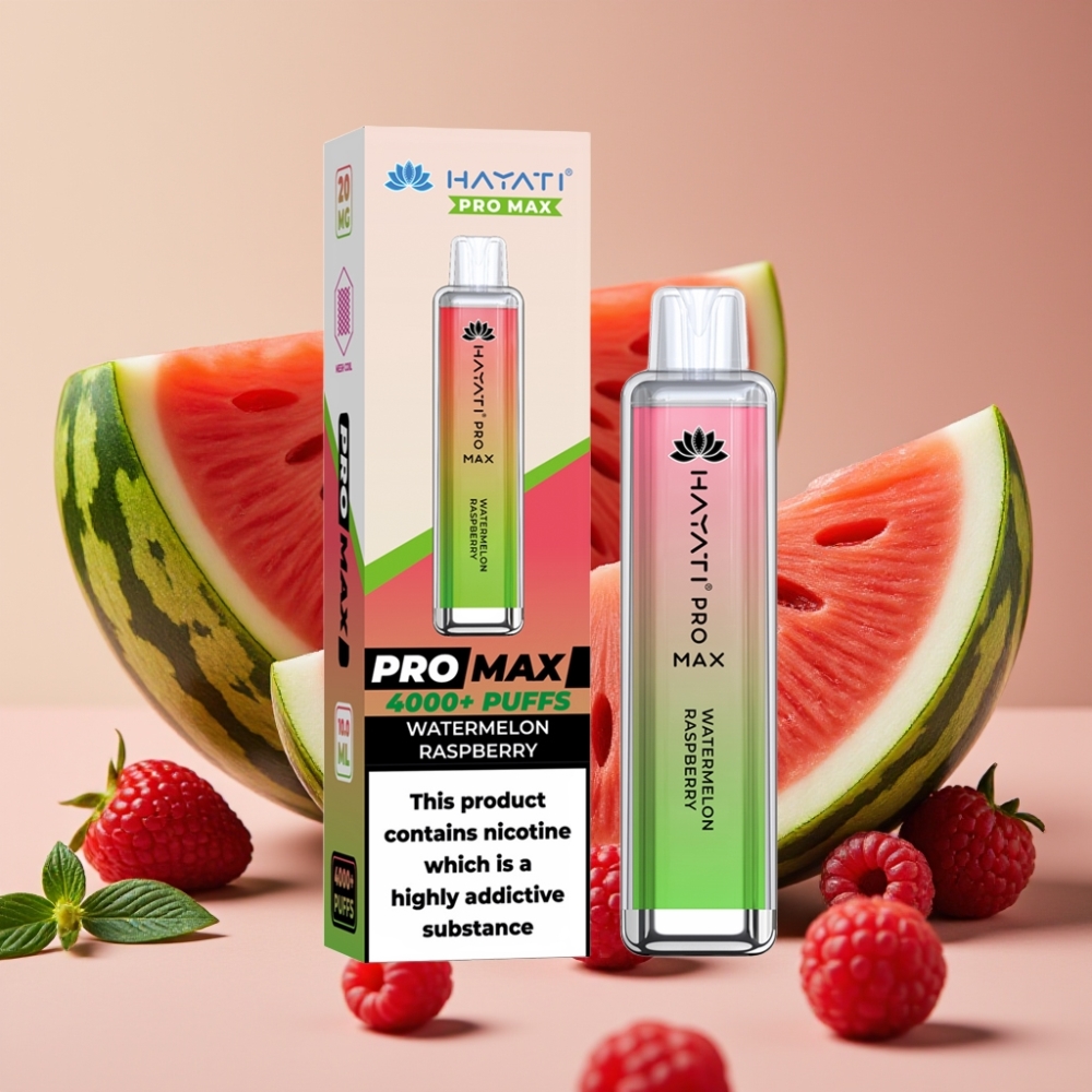 Hayati Pro Max 4000 Puffs Disposable Vape 1400mAh Rechargeable Dual Mesh Watermeloen Framboos