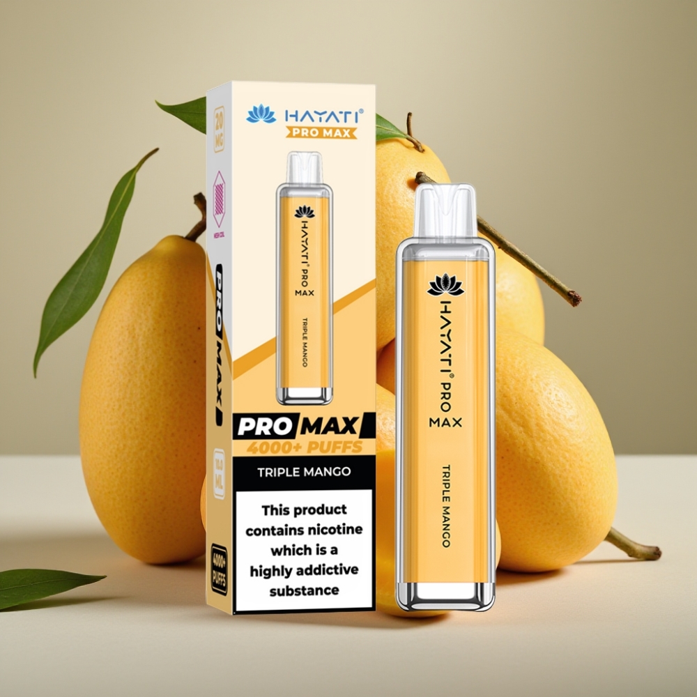 Hayati Pro Max 4000 Puffs Disposable Vape Dual Mesh Coil Rechargeable Triple Mango