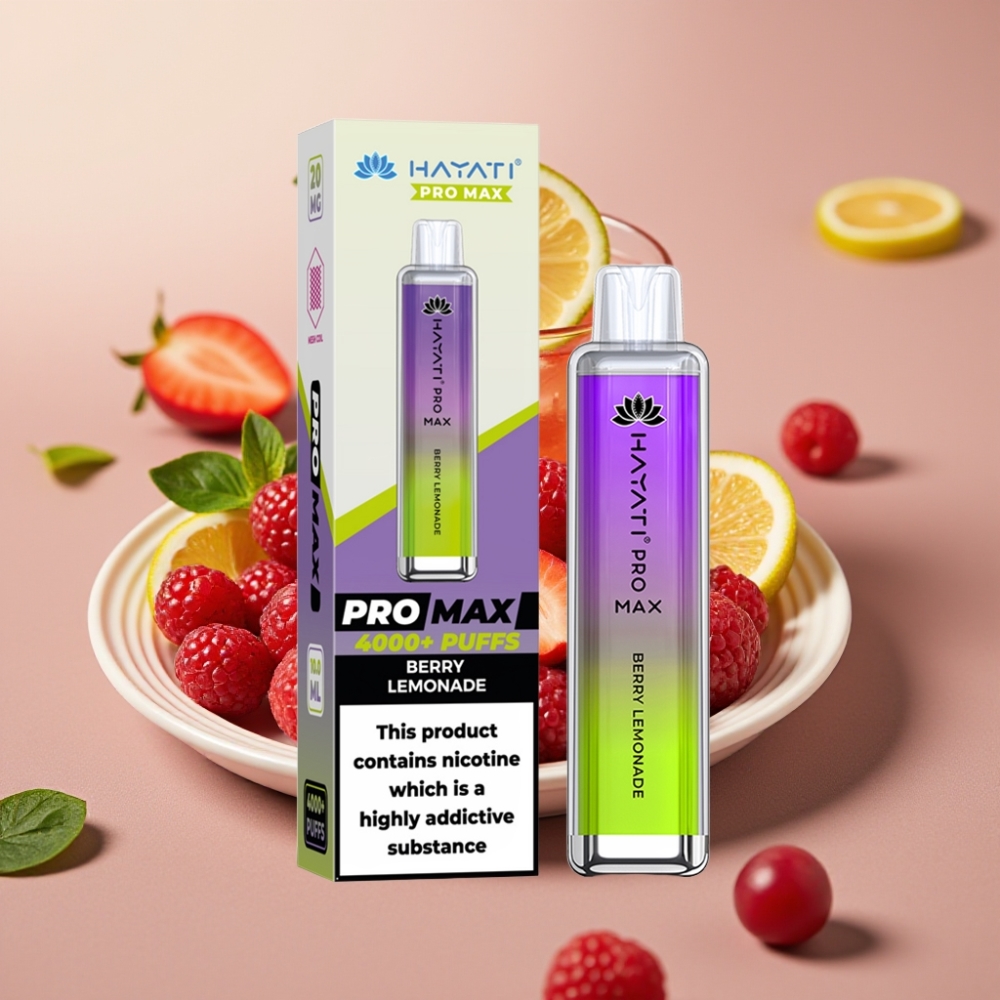 Hayati Pro Max 4000 Puffs Disposable Vape Dual Mesh Coil Rechargebaar Berry Lemonade