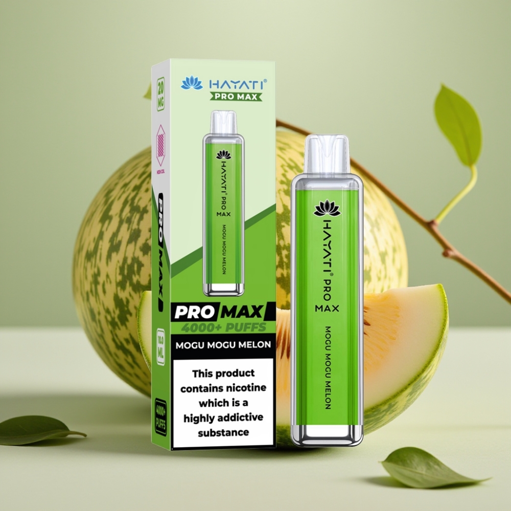 Hayati Pro Max 4000 Puffs Disposable Vape Dual Mesh Coil Rechargebaar Mogu Mogu Meloen