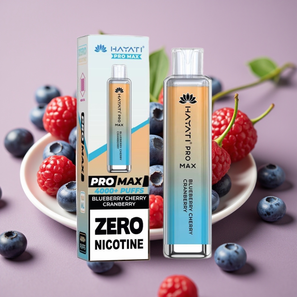 Hayati Pro Max 4000 Puffs Dual Mesh Coil Rechargebare Disposable Vape Blauwe Bes Kers Cranberry