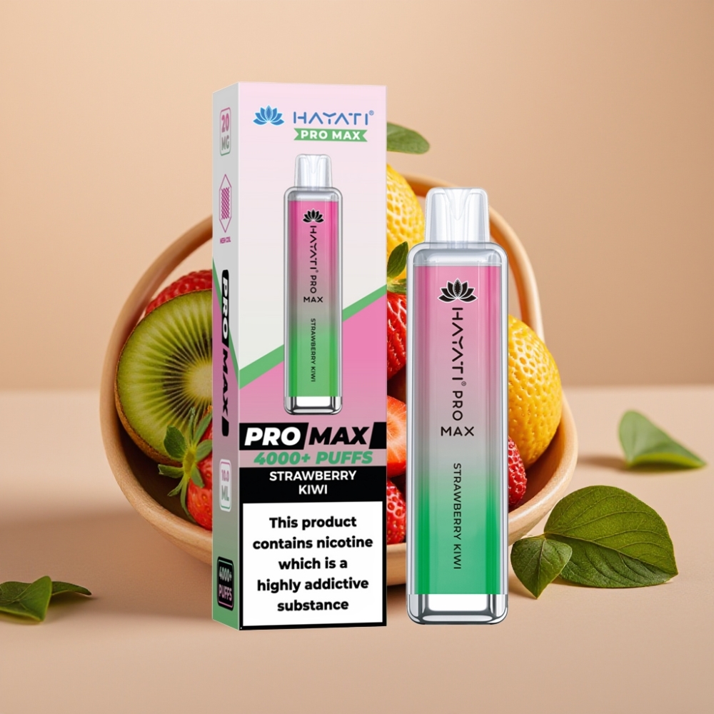 Hayati Pro Max 4000 Puffs TPD-Compliant 1400mAh Rechargebare Vape Aardbei Kiwi