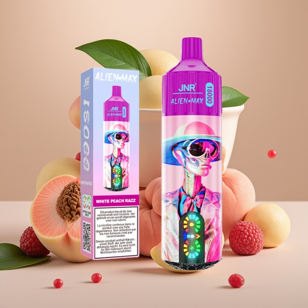 JNR Alien Max 18000 Puffs Dual Mesh LED Type-C White Peach Razz