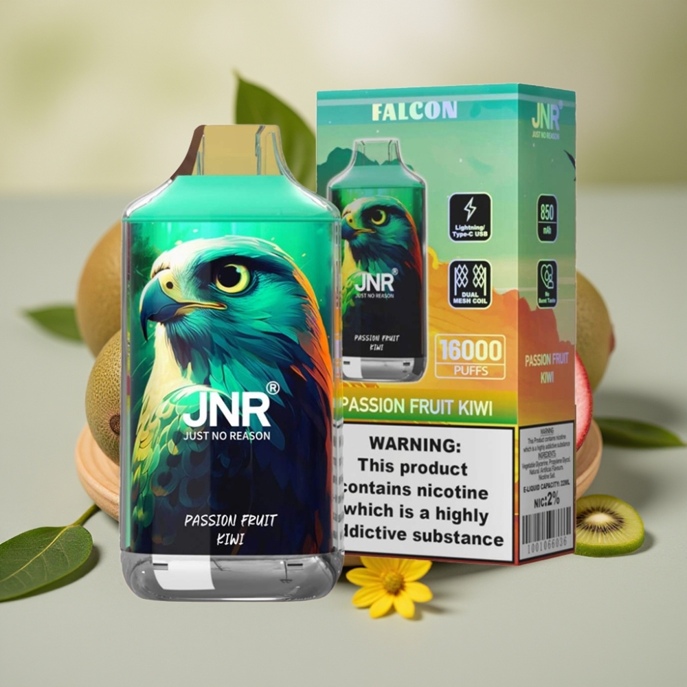 JNR Falcon 16000 Puffs Dual Mesh Coil 22ml Smart LED Display Passion Fruit Kiwi
