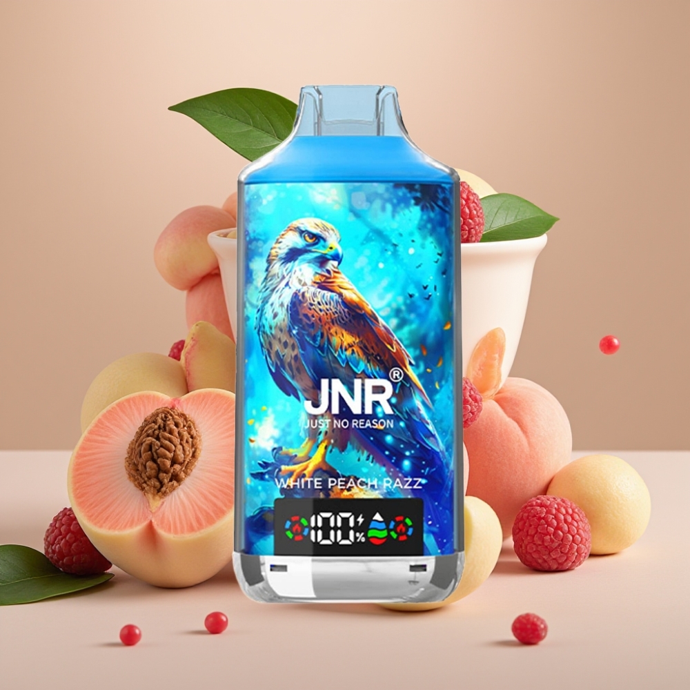 JNR Falcon X 18000 Puffs 24ml Dual Mesh Type-C Witte perzik Razz