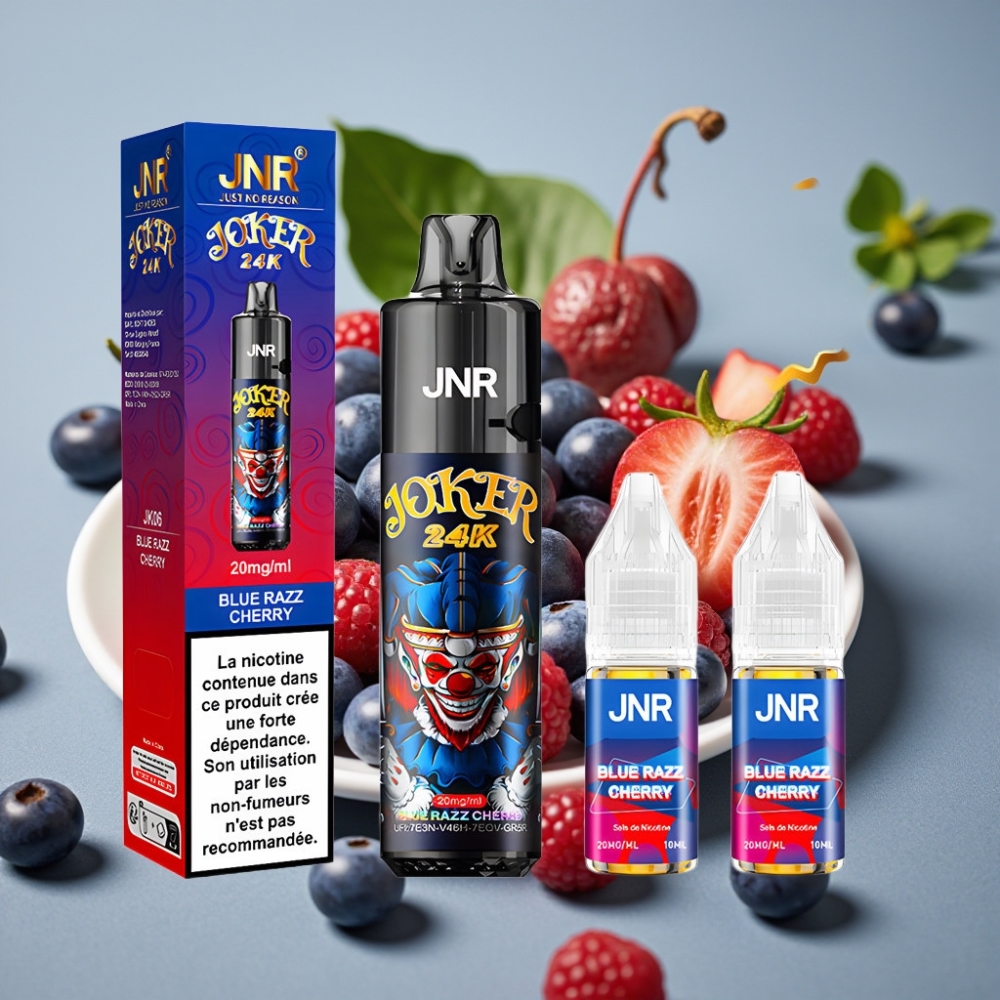 JNR Joker 24K Puffs Refillable Pod Side Refill 800mAh Blue Razz-kers