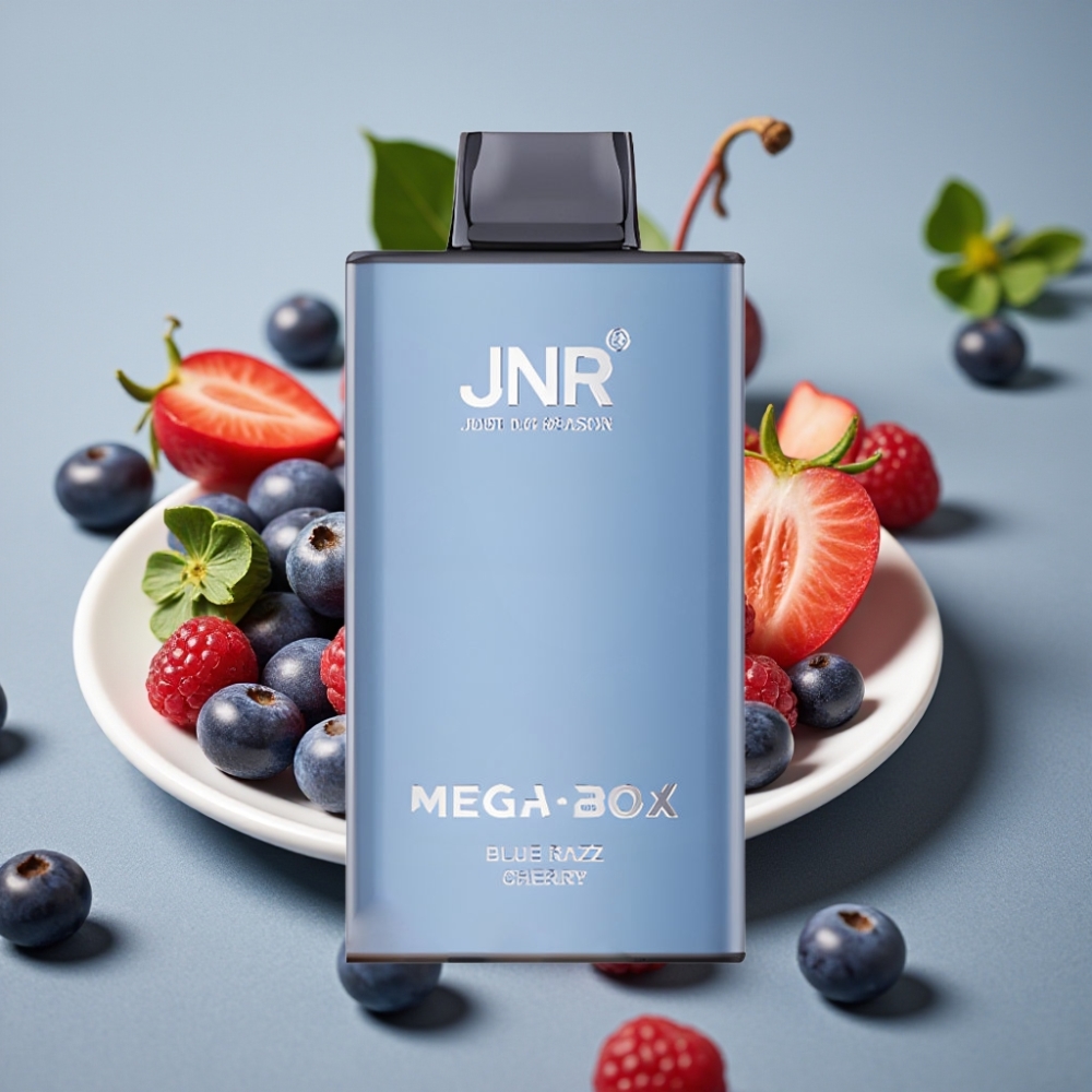 JNR Mega Box 25000 Puffs 30ml Dual Mesh Disposable Vape Blue Razz Cherry