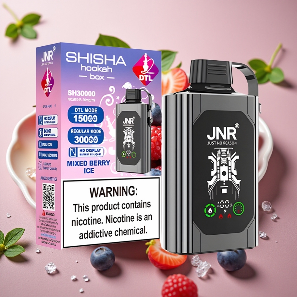 JNR Shisha Hookah Box 20500 Puffs HD Display Dual Mesh Coil Type-C Mixed Berry Ice