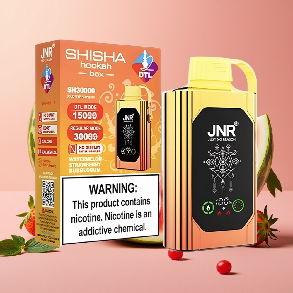 JNR Shisha Hookah Box 20500 Puffs HD Display Dual Mesh Coil Type-C Watermelon Strawberry Bubblegum