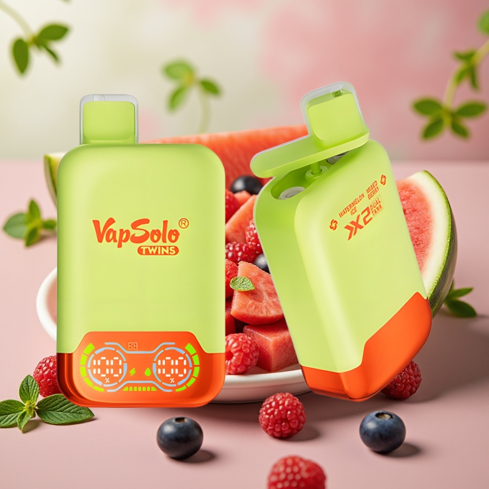 Vapsolo Twins 20000 Puffs 40ml 2 Tank Type-C Watermelon Ice & Mixed Berry