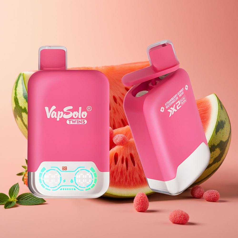 Vapsolo Twins 20000 Puffs 40ml Dual Tank Type-C Aardbei Watermeloen & Gummy Bear