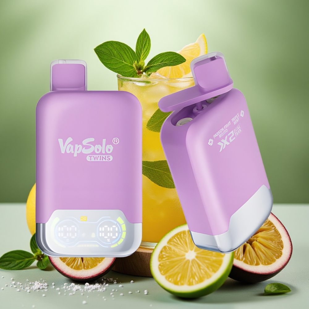Vapsolo Twins 20000 Puffs 40ml Dual Tank Type-C Passievrucht Mojito & Triple Munt