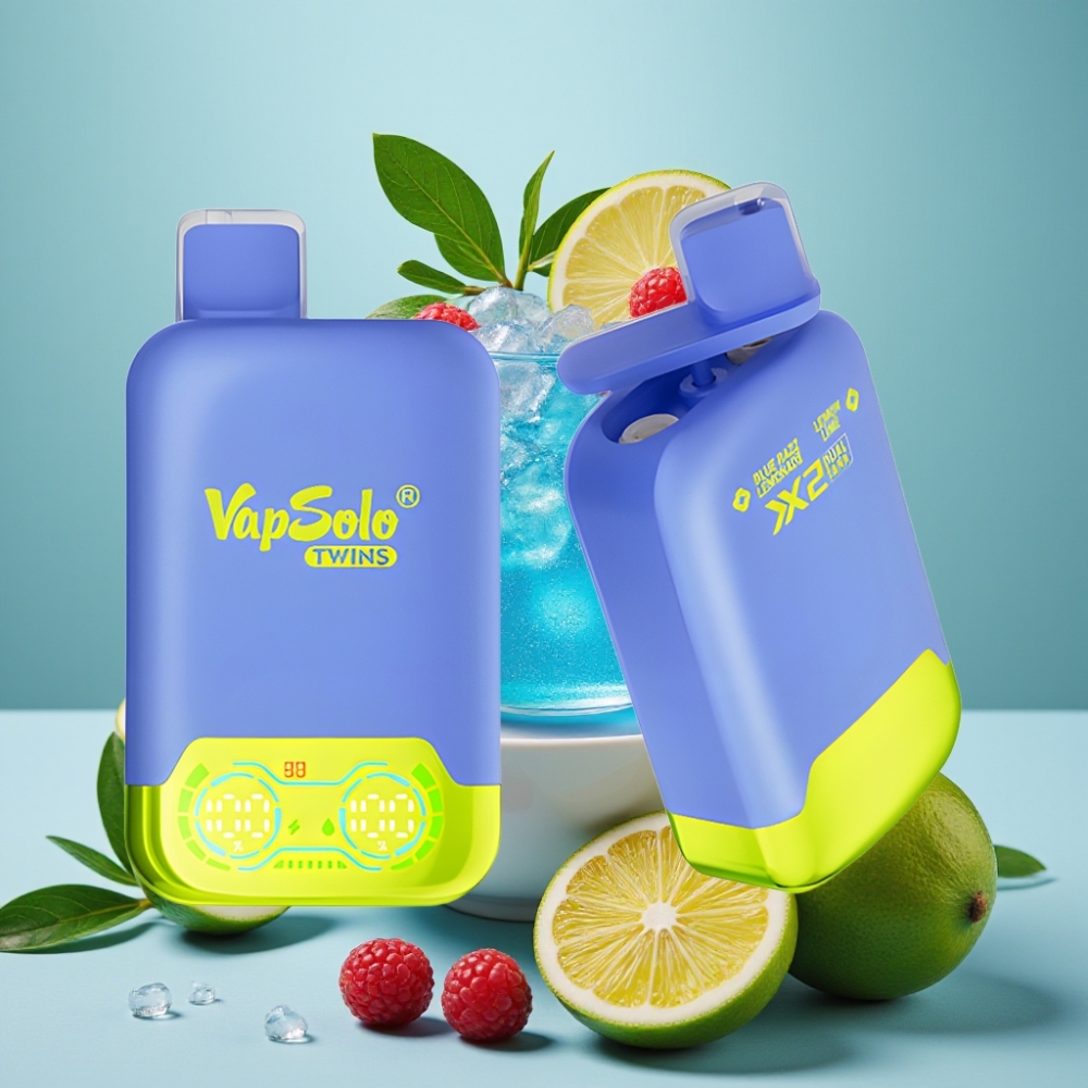 Vapsolo Twins 20000 Puffs 40ml Type-C Blauwe Razz Lemonade & Citroen Lime