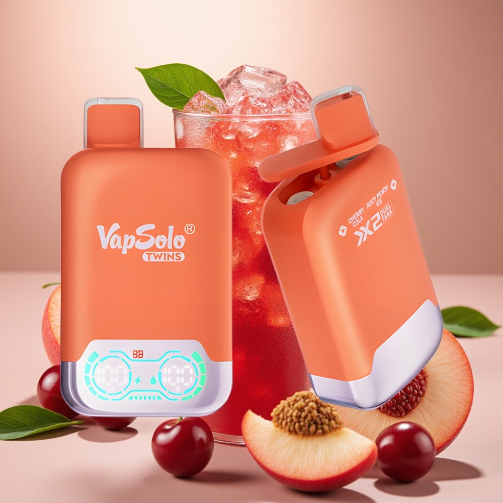 Vapsolo Twins 20000 Puffs 40ml Type-C Cherry Cola & Juicy Peach Ice
