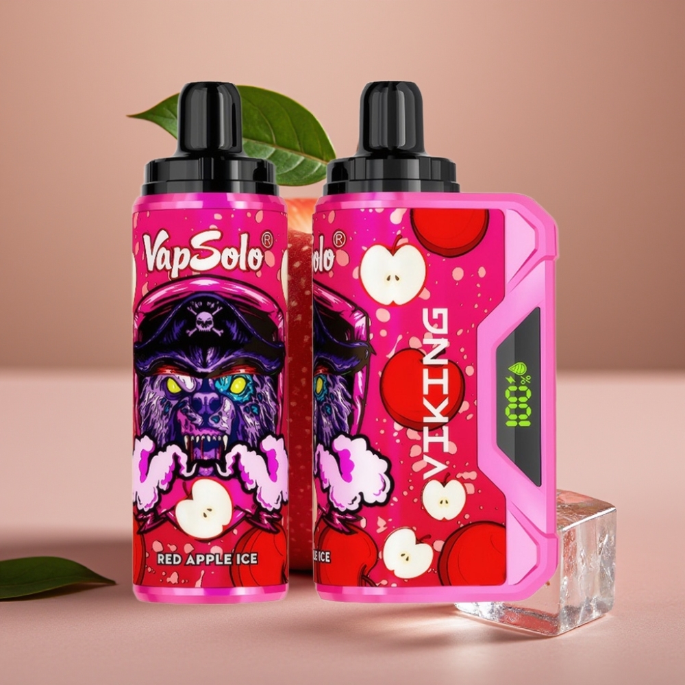VapSolo VIKING 12000 Puffs 22ml Type-C Disposable Vape Rode Appel IJs