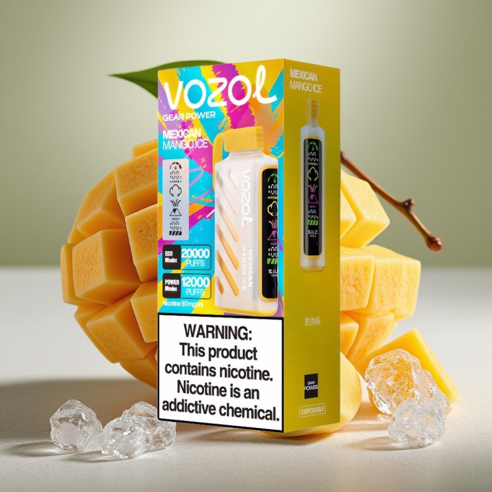VOZOL Gear Power 20000 Puffs Dual Mesh Coil Full Screen Display Mexicaans Mango Ijs