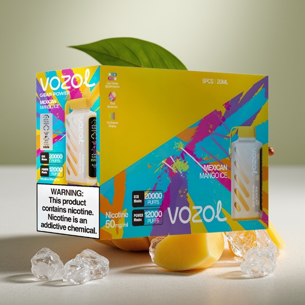 VOZOL Gear Power 20000 Puffs Dual Mesh Coil Full Screen Display Mexicaans Mango Ijs