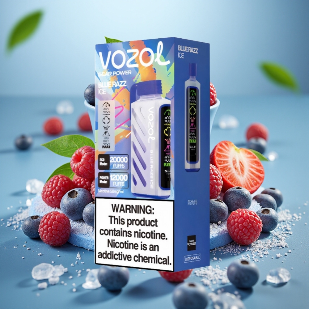 VOZOL Gear Power 20000 Puffs S.i.L.C. Tech Dual Mesh 20mL Blue Razz Ice