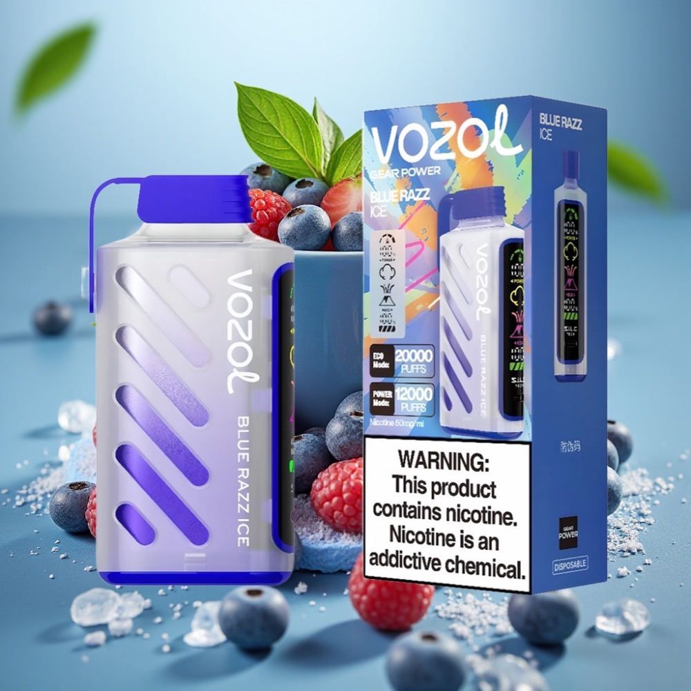 VOZOL Gear Power 20000 Puffs S.i.L.C. Tech Dual Mesh 20mL Blue Razz Ice