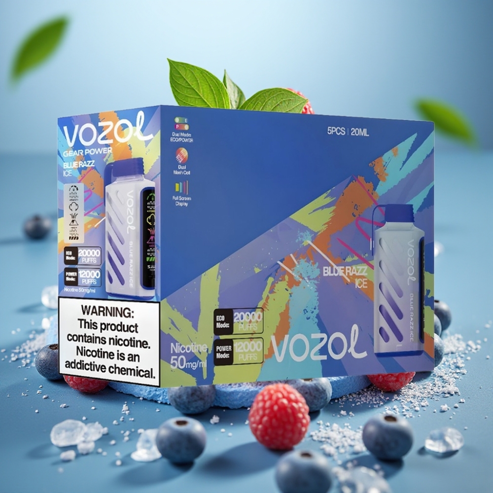VOZOL Gear Power 20000 Puffs S.i.L.C. Tech Dual Mesh 20mL Blue Razz Ice