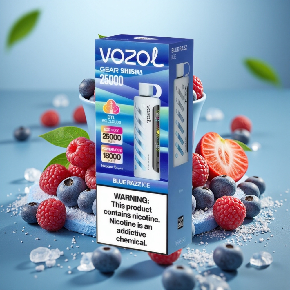 VOZOL Gear Shisha 25000 Puffs Dual Mesh 5mg/ml Blue Razz Ice