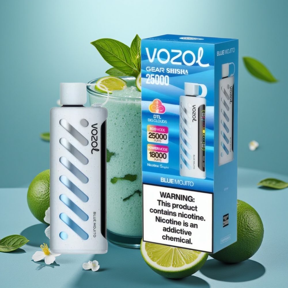 VOZOL Gear Shisha 25000 Puffs Dual Mesh Blue Mojito 5mg Belgie vape leverancier