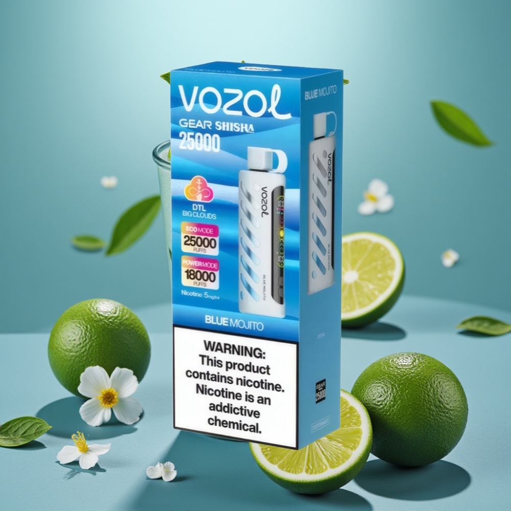 VOZOL Gear Shisha 25000 Puffs Dual Mesh Blue Mojito 5mg Belgie vape leverancier