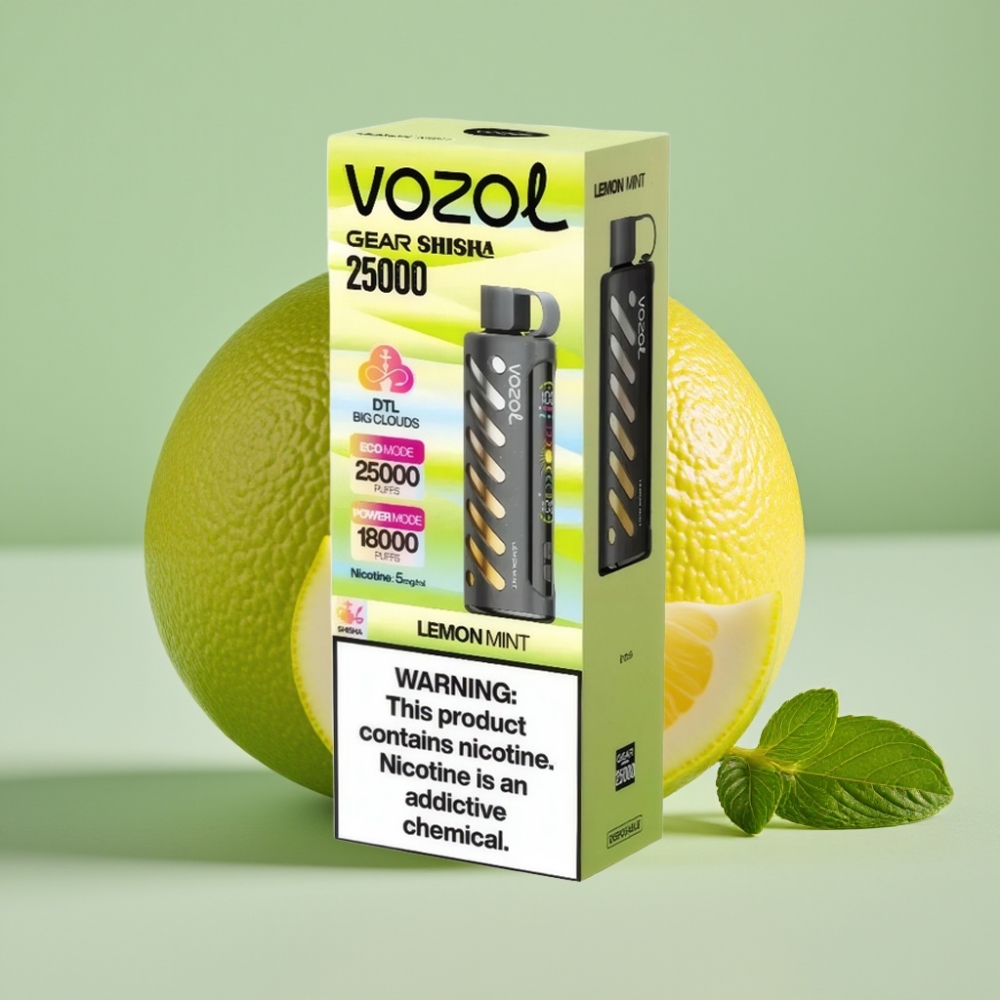 VOZOL Gear Shisha 25000 Puffs Dual Mesh Lemon Mint 5mg/ml 1000mAh